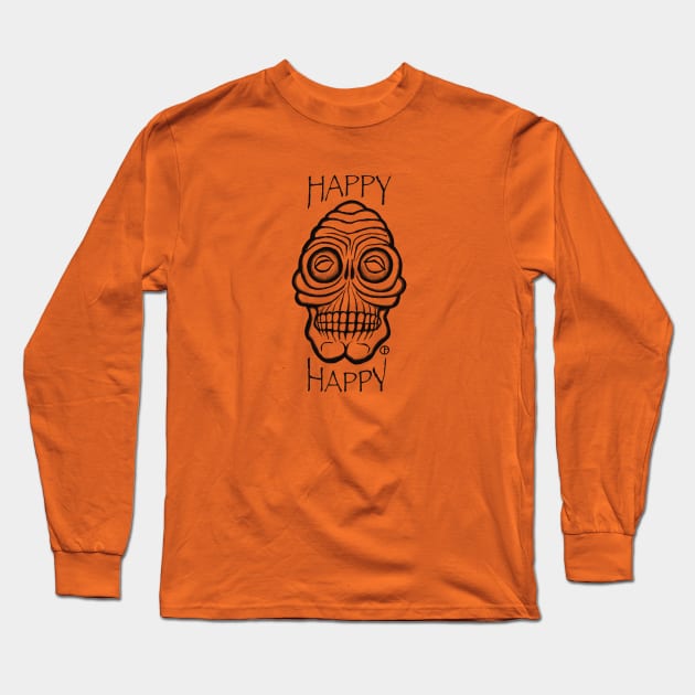 Happy Skull Long Sleeve T-Shirt by Art from the Blue Room